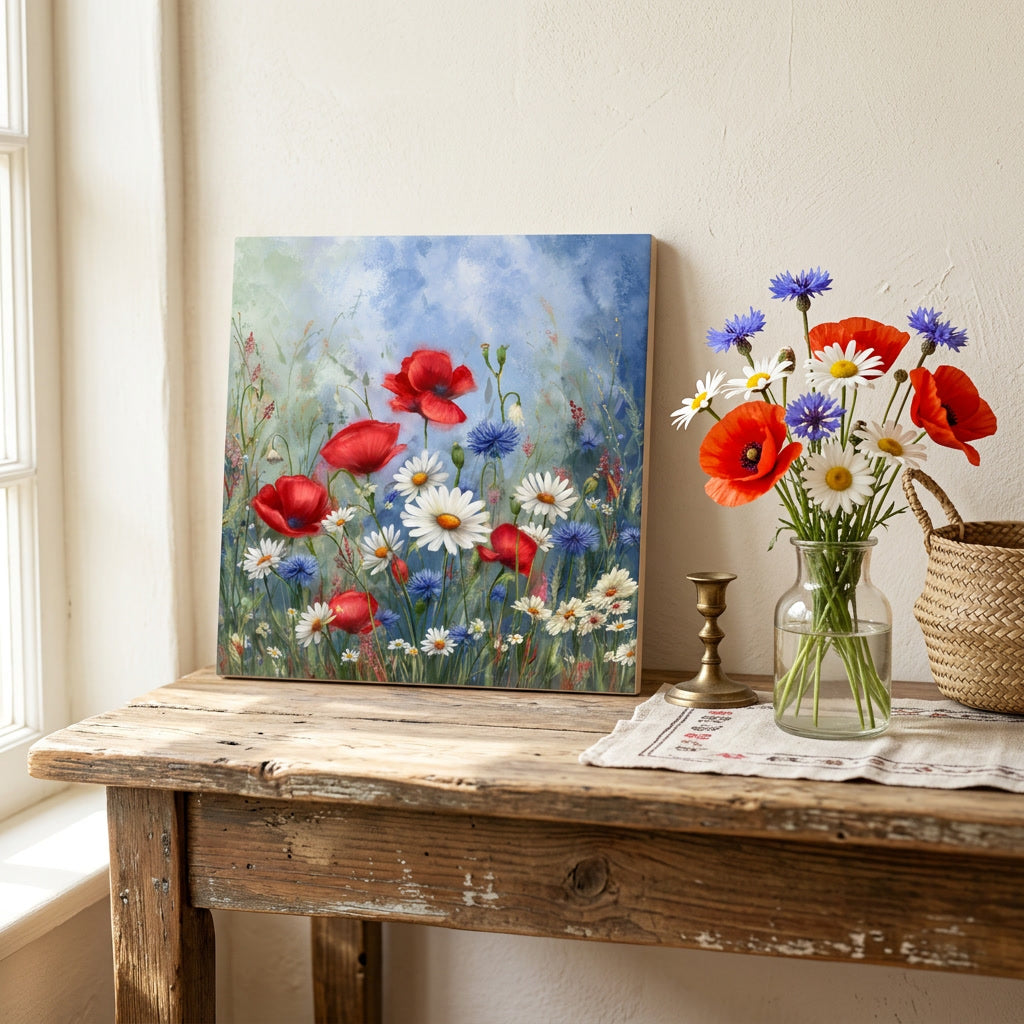 Patriotic Wildflower Meadow Ceramic Art Tile