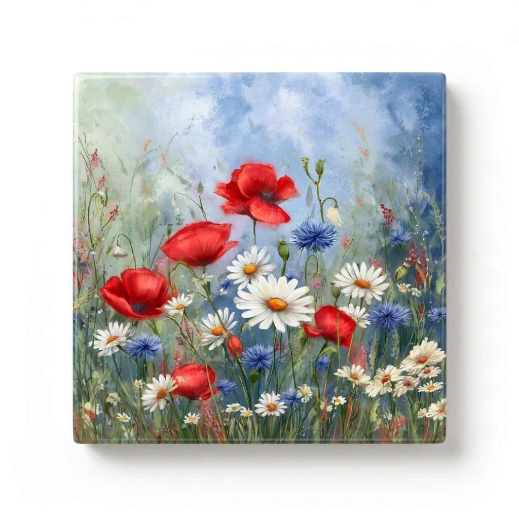 Patriotic Wildflower Meadow Ceramic Art Tile