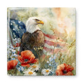 Bald Eagle Americana Wildflower Ceramic Tile – Patriotic Home Decor