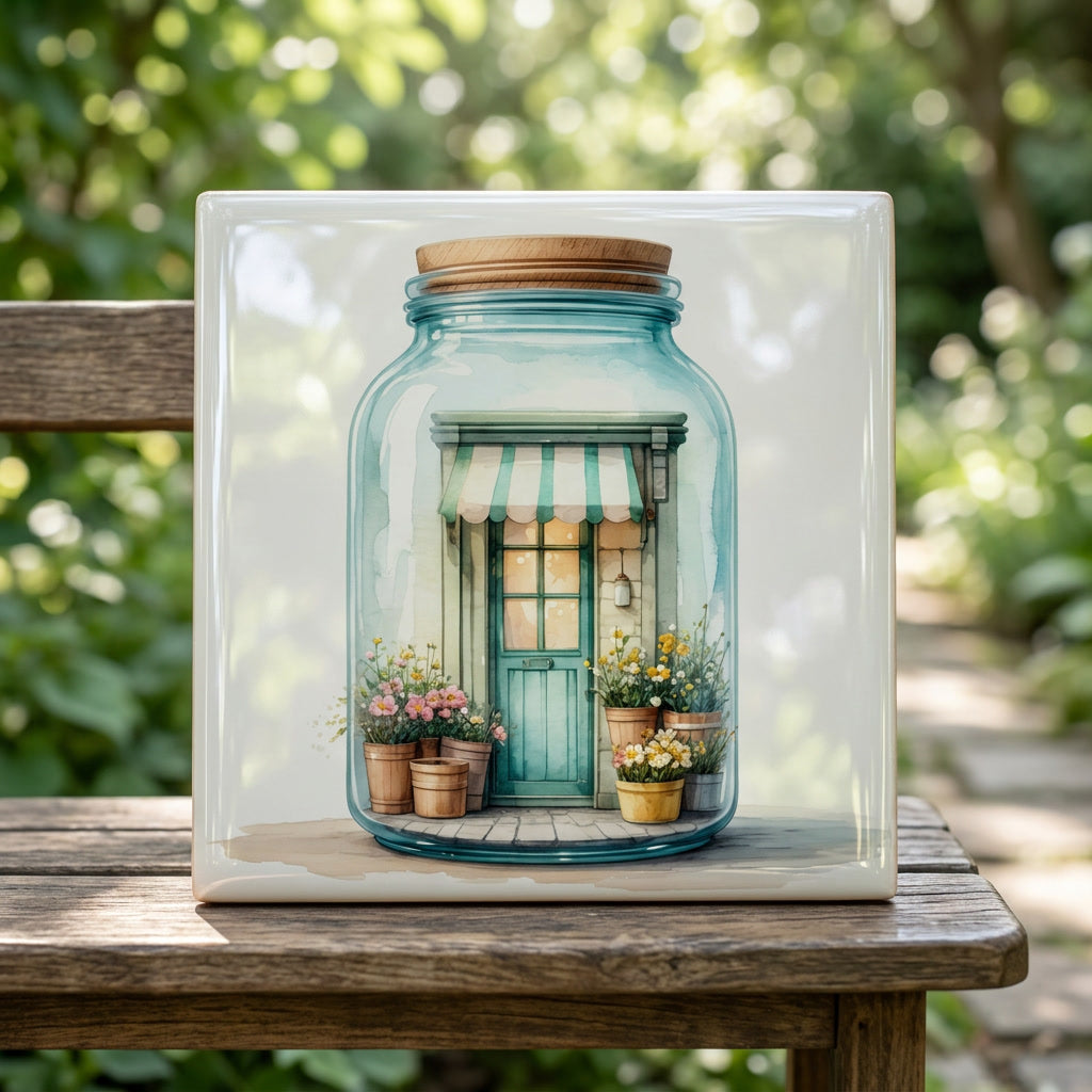 Flower Shop in a Jar Tile – Whimsical Floral Shop Decor