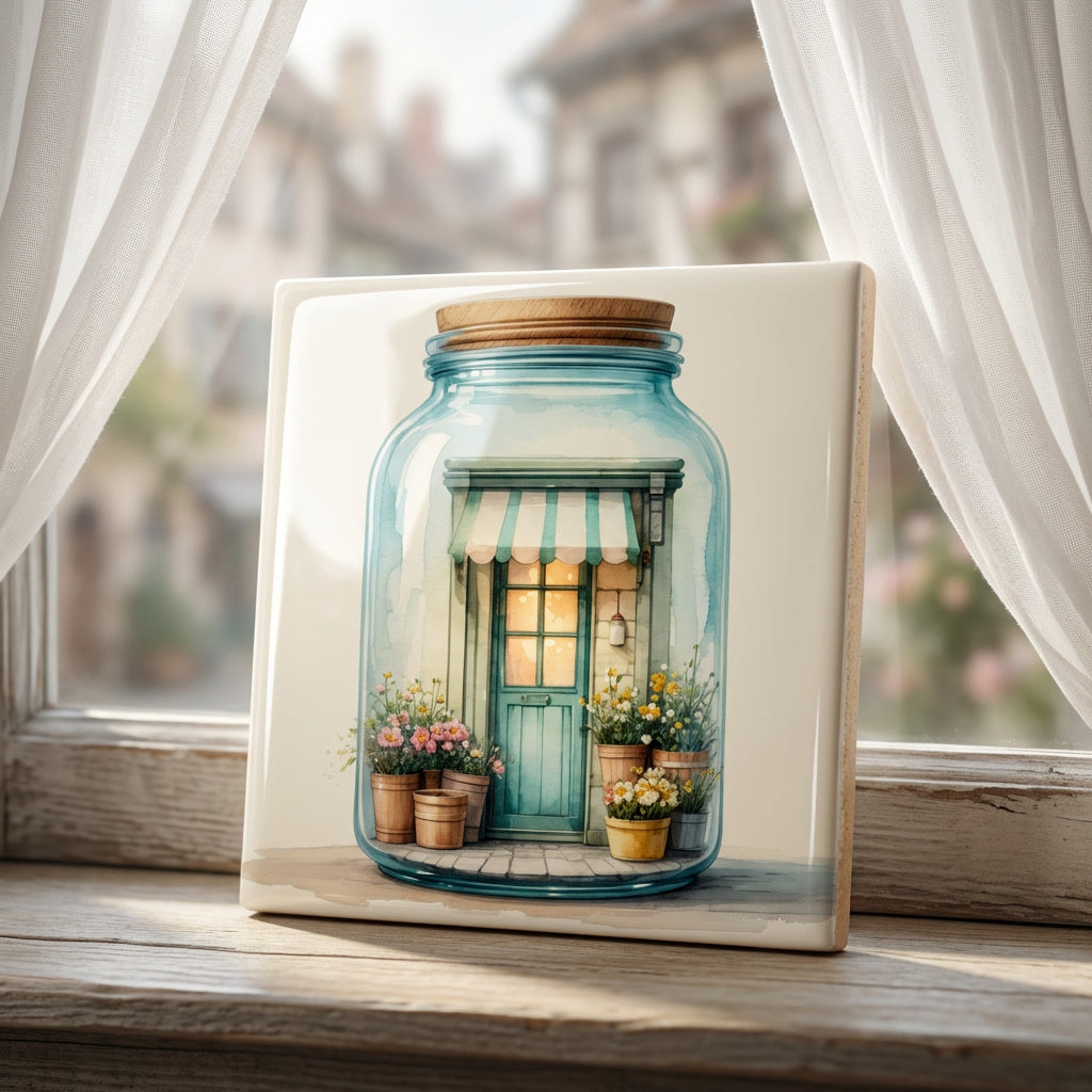 Flower Shop in a Jar Tile – Whimsical Floral Shop Decor