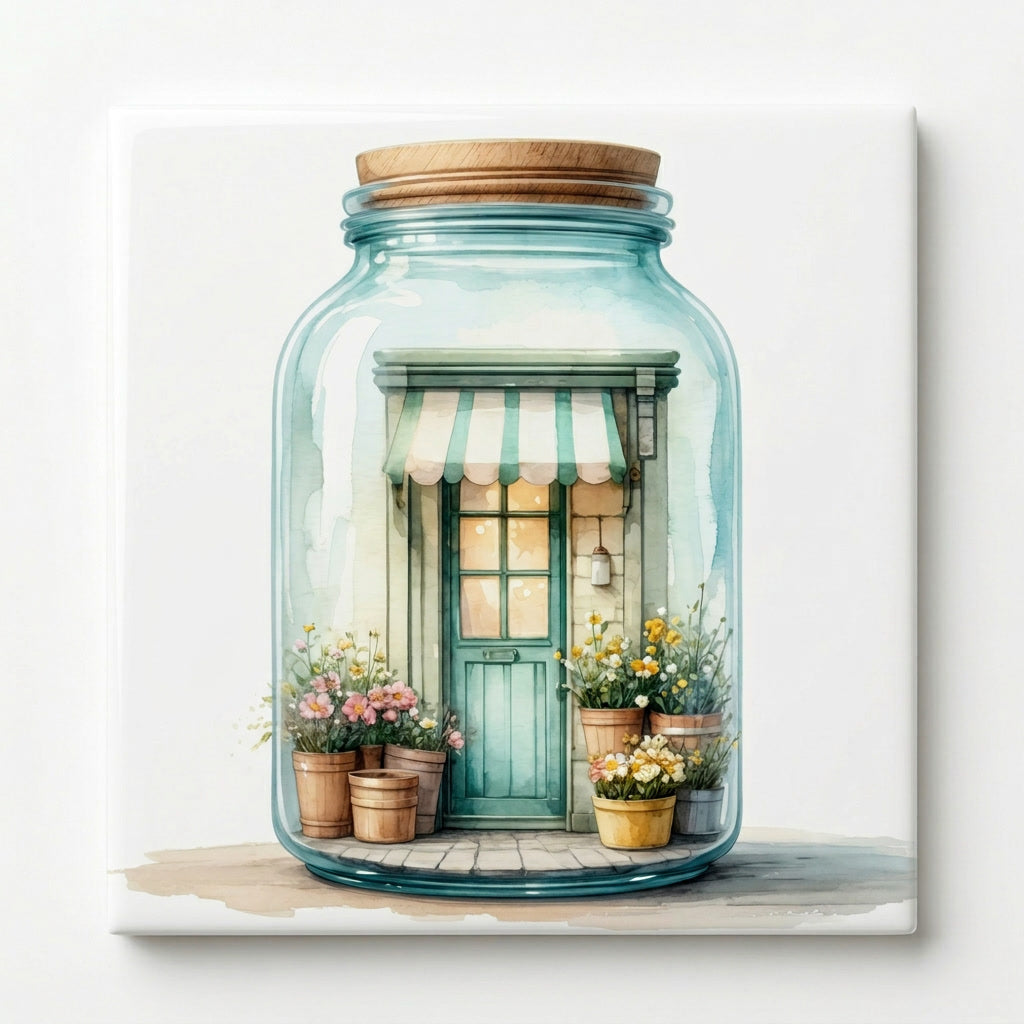 Flower Shop in a Jar Tile – Whimsical Floral Shop Decor