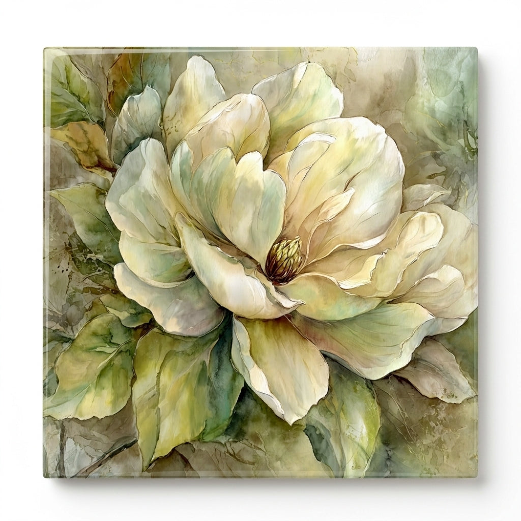 Soft Magnolia Bloom Tile Art