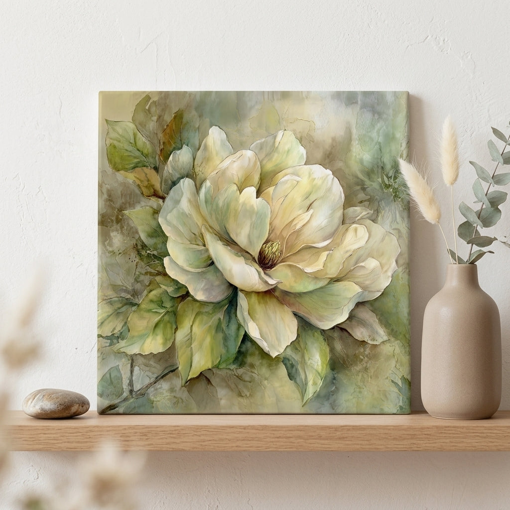 Soft Magnolia Bloom Tile Art