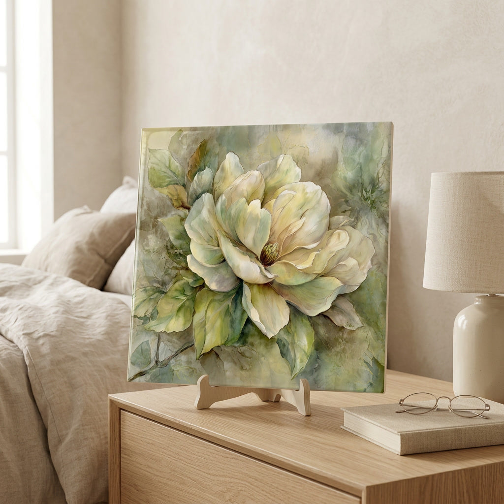 Soft Magnolia Bloom Tile Art
