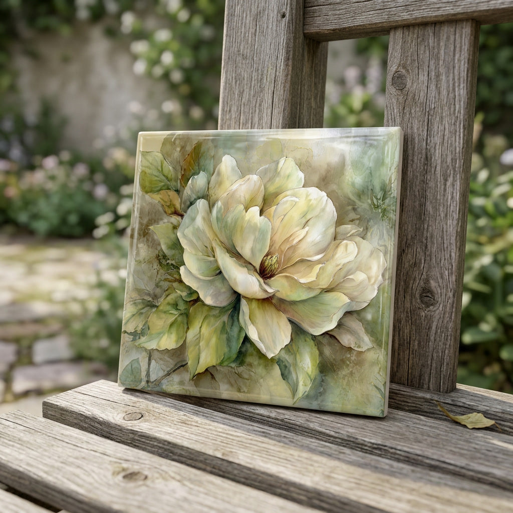 Soft Magnolia Bloom Tile Art